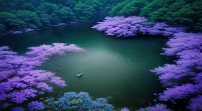 漫山遍野的野花花海中，户外爱好者进行户外露出拍摄，色彩饱和度极高的季节性场景