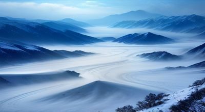 西藏高原蓝色圣湖倒映雪山的壮丽景色，户外露出的极致高原场景